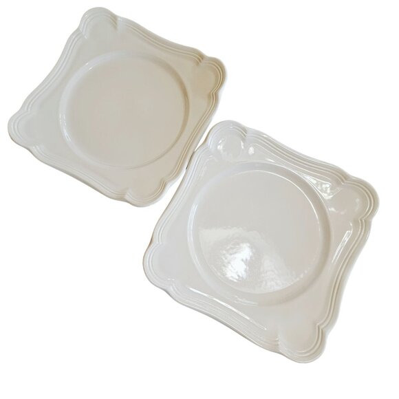 3 Mikasa French Countryside Square Salad Plates Cream Ceramic 8" Oven  Dishwashe - Picture 7 of 11